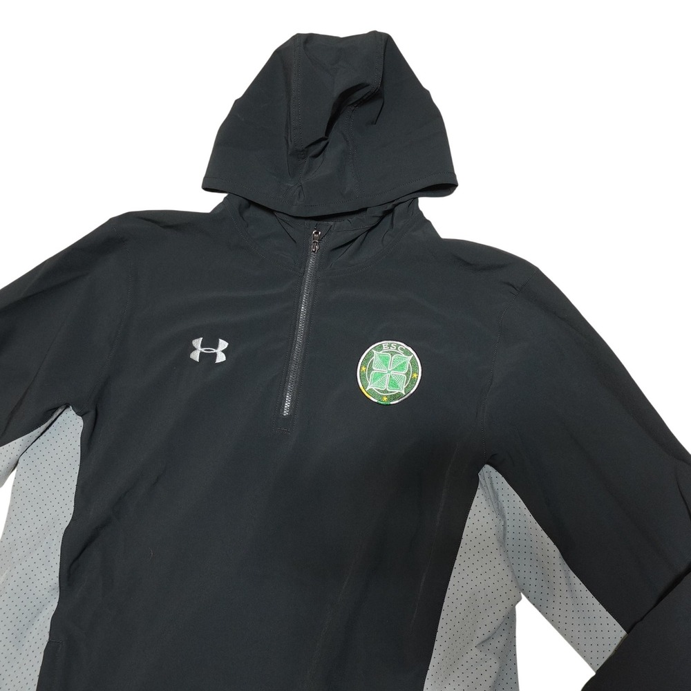 Under Armour Jacket Mens Medium Black Hooded 1/2 Zip ESC Soccer Windbreaker